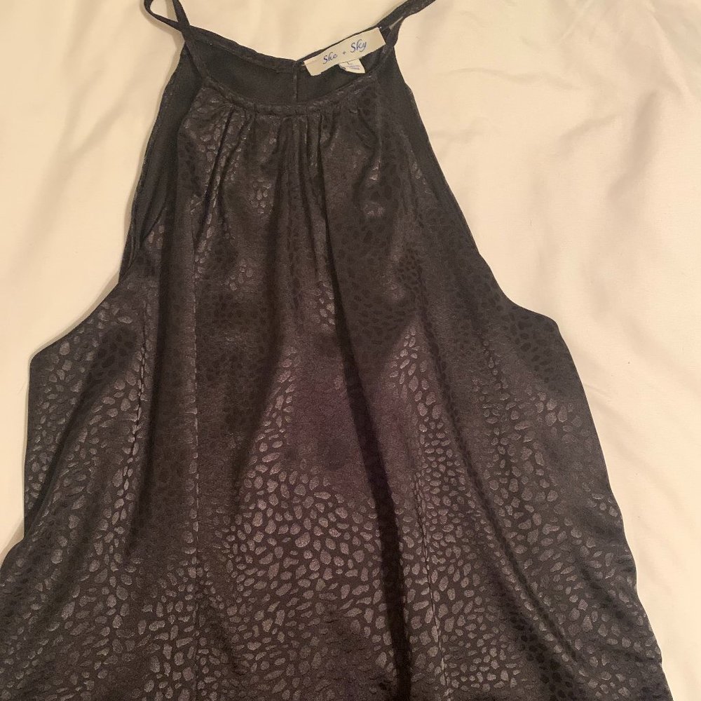Sleeveless Black Top w/ leather look